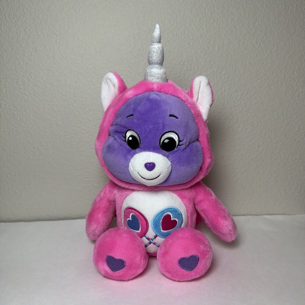 Care Bears Unicorn 2021 Hoodie Friends Collector Plush Basic Fun Pink 14" tall